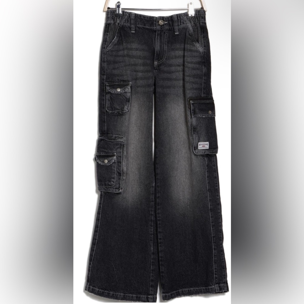 BDG Urban Outfitters Y2K Low Rise Cargo Jeans Black Washed Women’s SZ MEDIUM NWT